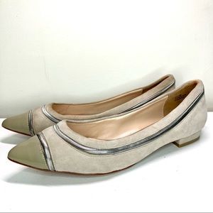 Suede leather flats with metal accent